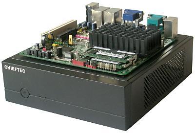 Вид материнской платы Intel D2500CC и системного блока Chieftec IX-01B с северо-востока